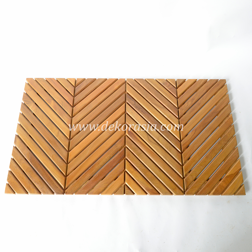 Teak Shower Mat - Chevron